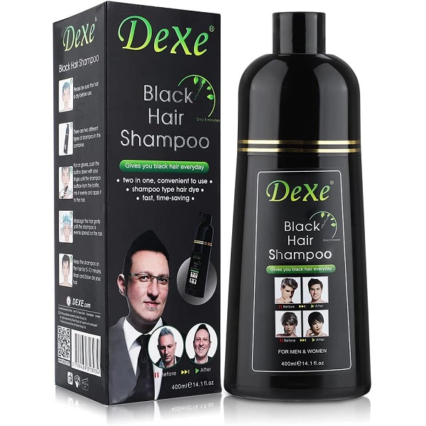 Dexe Black Hair Shampoo Colour for Men Women - Bottle 400ml